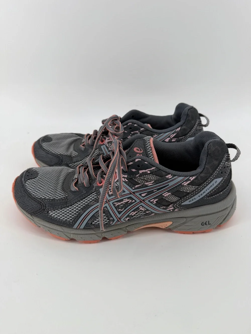 ASICS Women Size 8.5 Gel Venture 6 Gray Pink Trail Running Athletic Sneakers